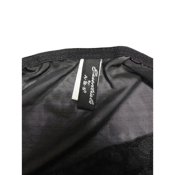 Essentials by ABS Black Lace & Mesh Babydoll Lingerie Size Large - Picture 6 of 8